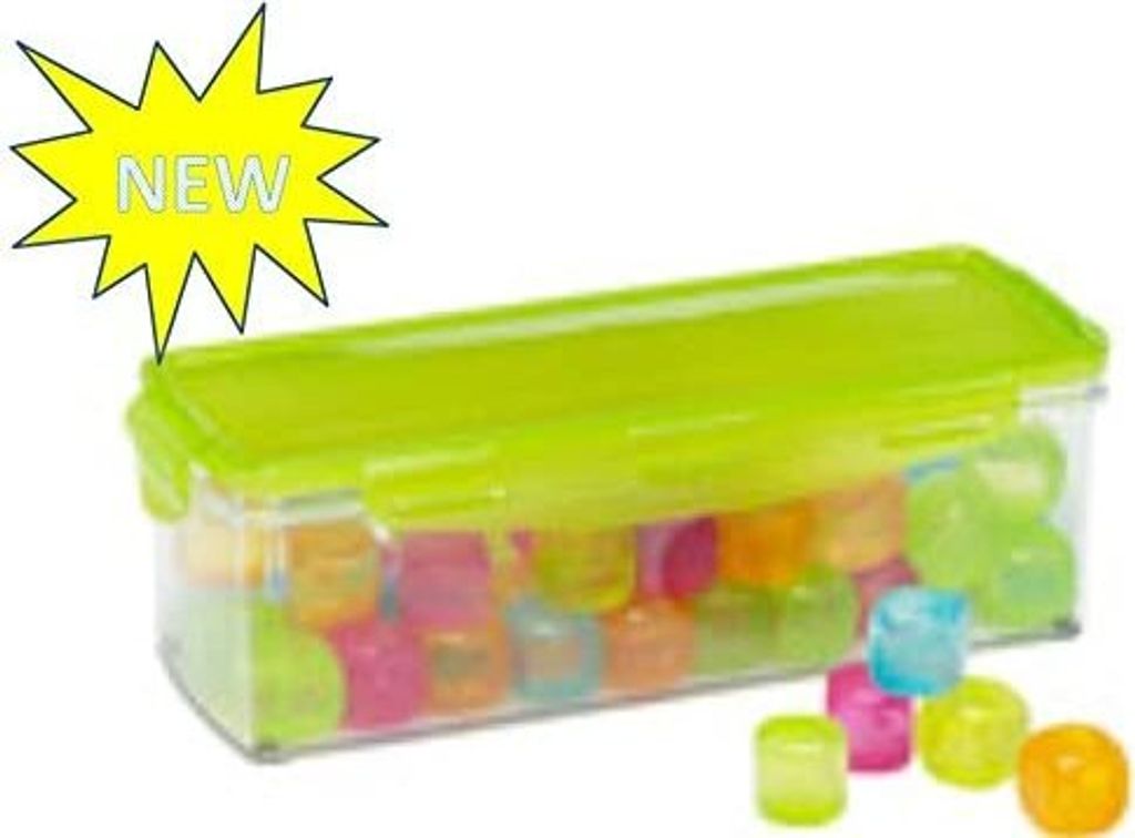 48 Party Eiswürfel aus Kunststoff mit Wasserfüllung wiederverwendbar 5 Farben Cocktail Würfel Form + Behälter zum aufbewahren