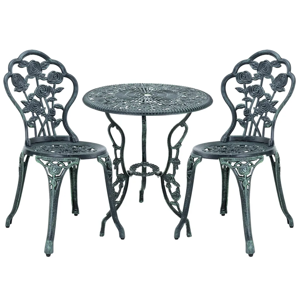 Salon de jardin Stanton Bistro Set en fonte verte - Table et 2 chaises