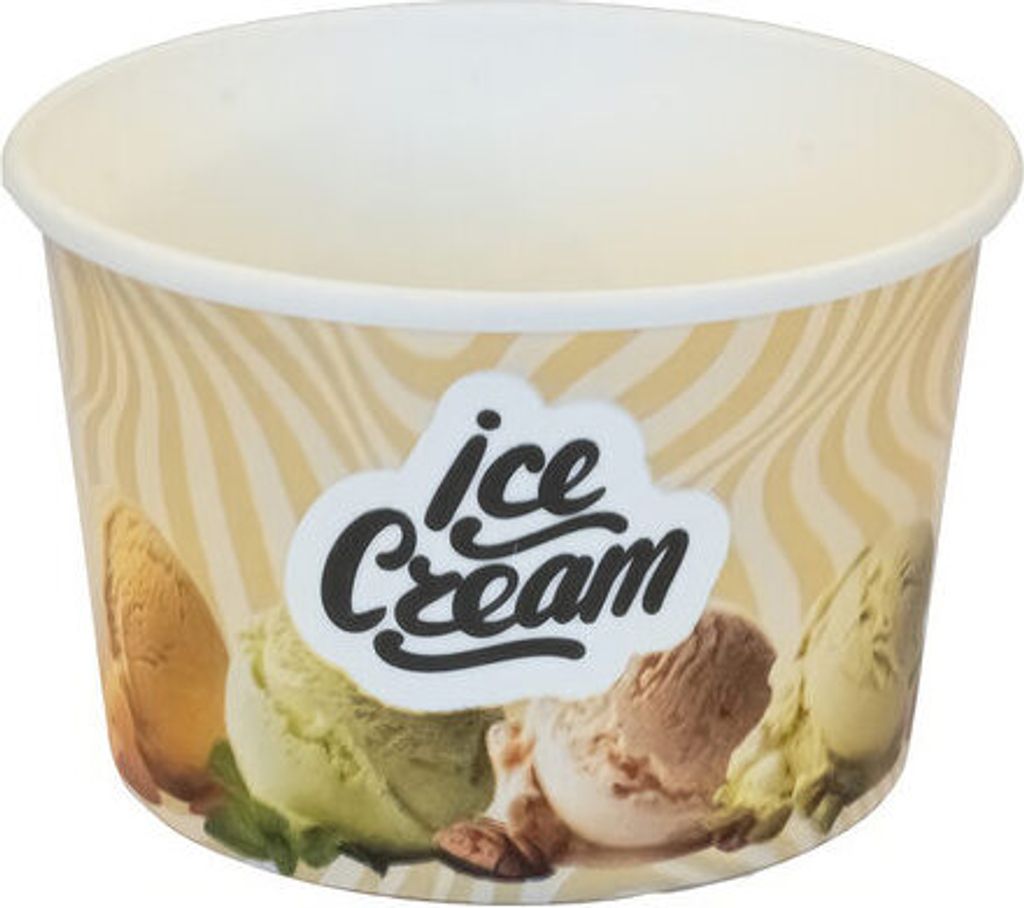 500x Eisbecher 175 ml bedruckt "ICE CREAM" Ø85 mm 50 Stück