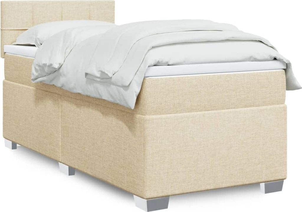 Maison Exclusive - Boxspringbett mit Matratze Creme 90x190 cm Stoff
