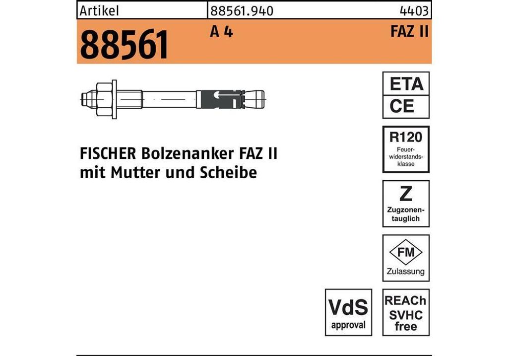 Ankerbolzen R 88561 FAZ II 12/ 50 A 4 Ohne Oberflächenangabe