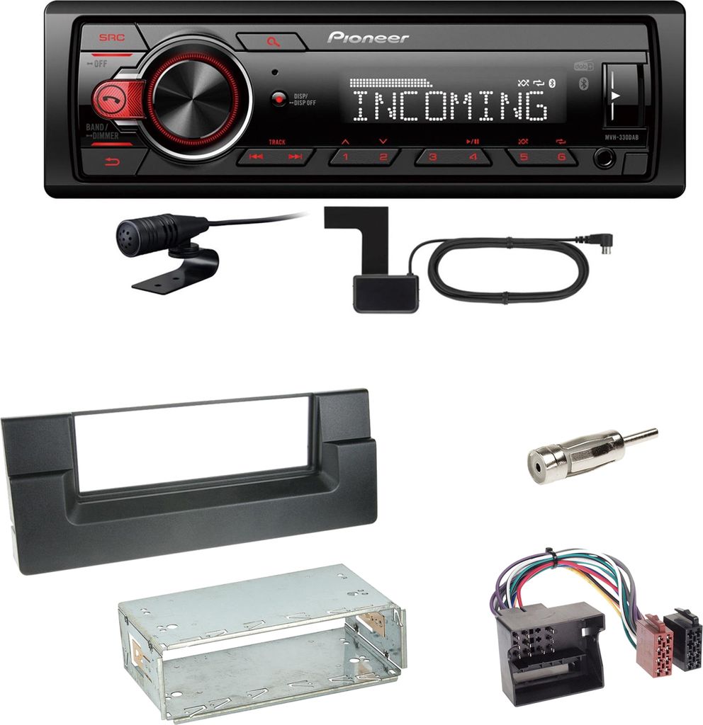 Pioneer MVH-330DAB Bluetooth Digitalradio Einbauset für BMW 5er E39 ab 10/2000