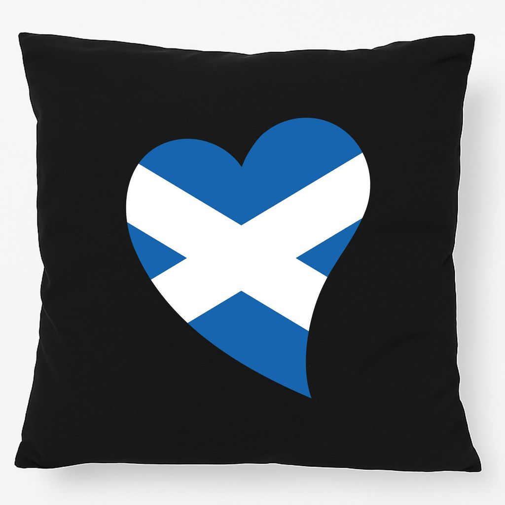Huuraa Kissen Schottland Flagge Herz 40x40cm mit Füllung Black Baumwolle Dekokissen Geschenkidee