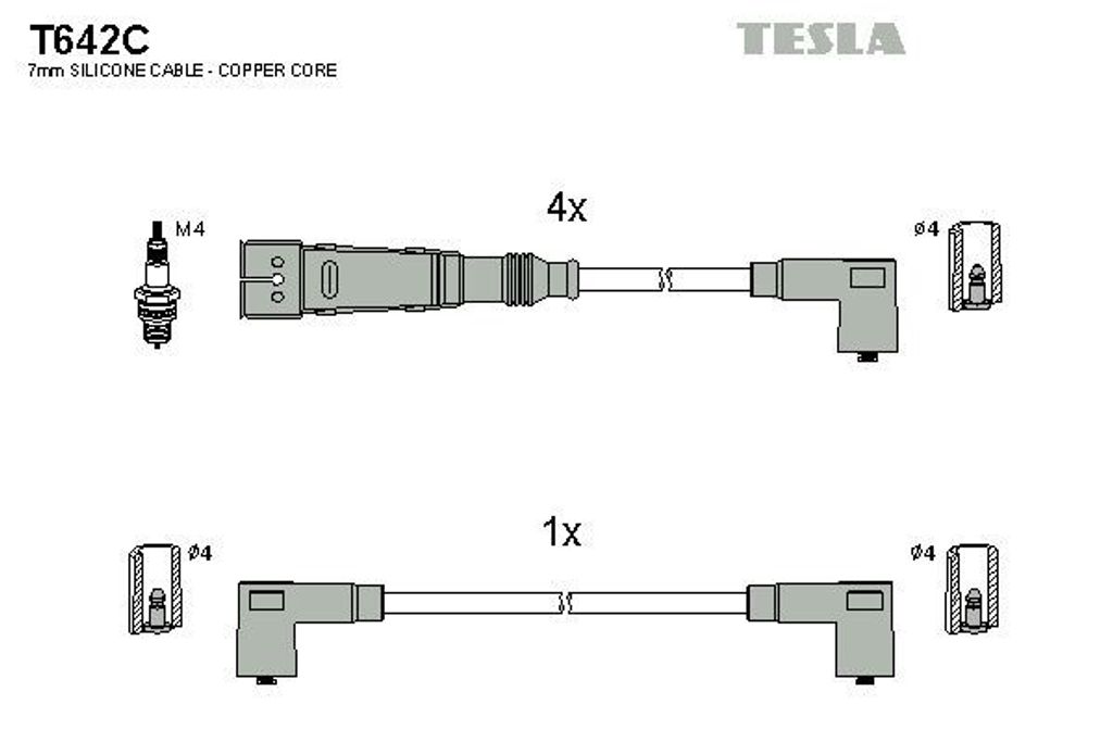 TESLA T642C Zündkabelsatz Zündleitungssatz für SKODA FELICIA II (6U1) Felicia I Pickup (6UF, 6U7) FELICIA I (6U1) FELICIA I Kombi (6U5)