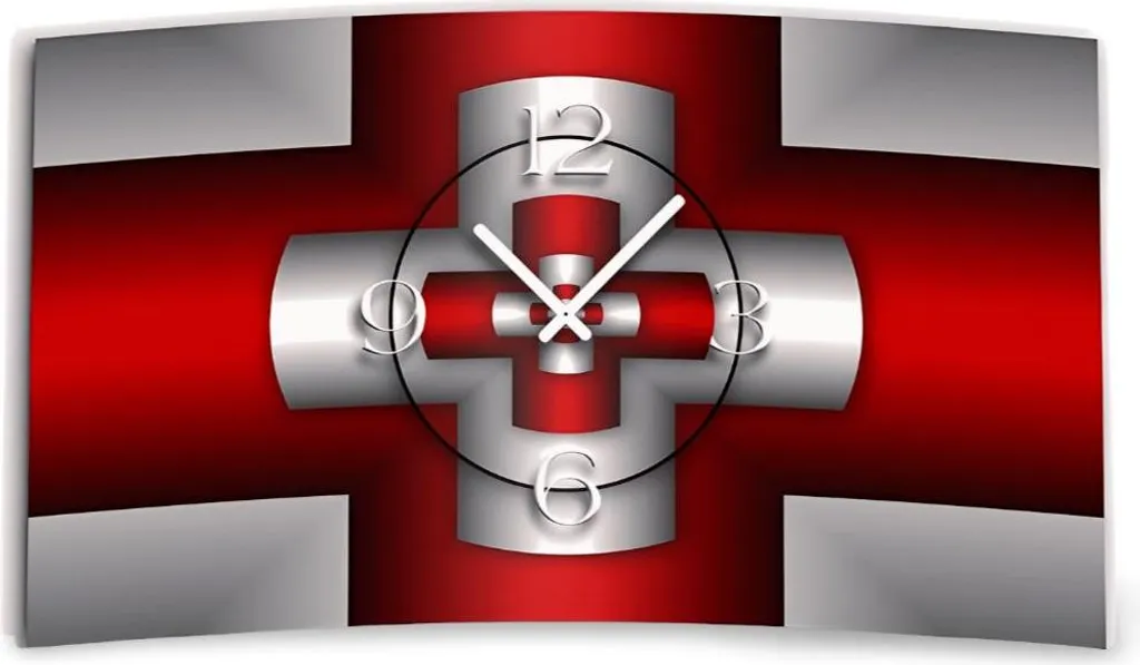 Horloge murale design calme sans tic-tac dixtime 3d-0368 rouge et noire