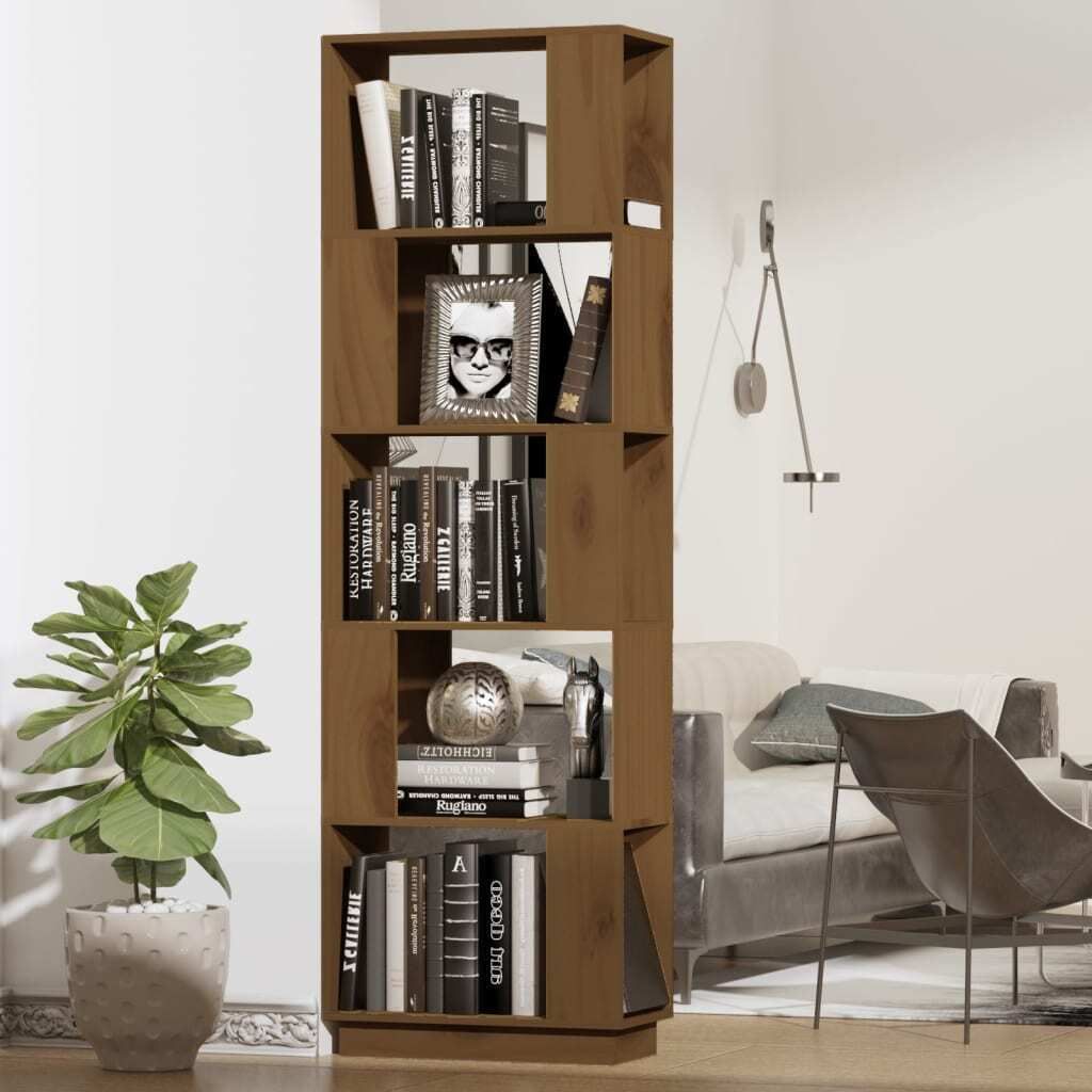 "2026 Promotion" Bücherregal - Standregal - Aktenregal - Honigbraun 51x25x163,5 cm - Massivholz - Wohnzimmerschrank CC27780