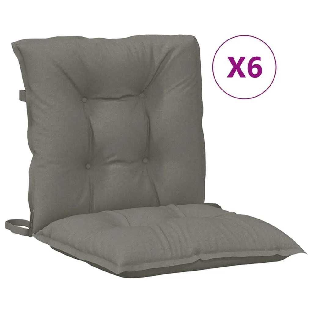Coussins de chaise basse pour salon de jardin et terrasse gris foncé x6