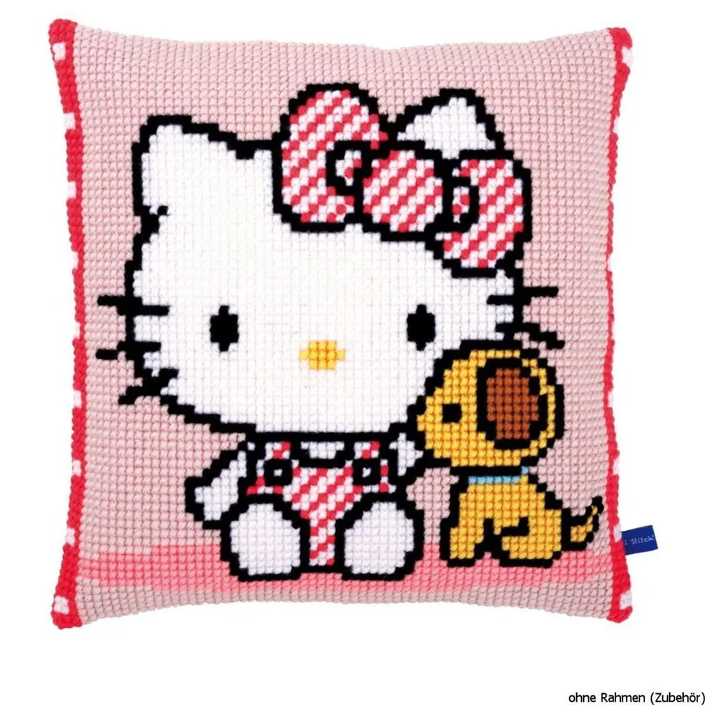 Canevas Hello Kitty à Broder pour Enfant - Kit Coussin Point de Croix
