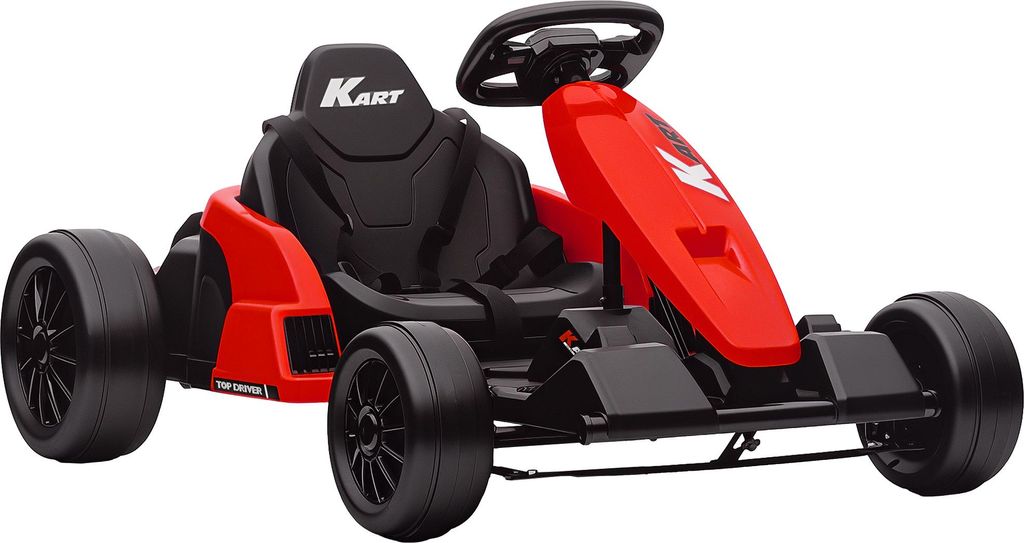 24V Elektrisches Go-Kart, Drift-Modus, verstellbarer Sitz, 5-Punkt-Sicherheitsgurt, Musikfunktion, Hupe, 6-12 Jahre Rot