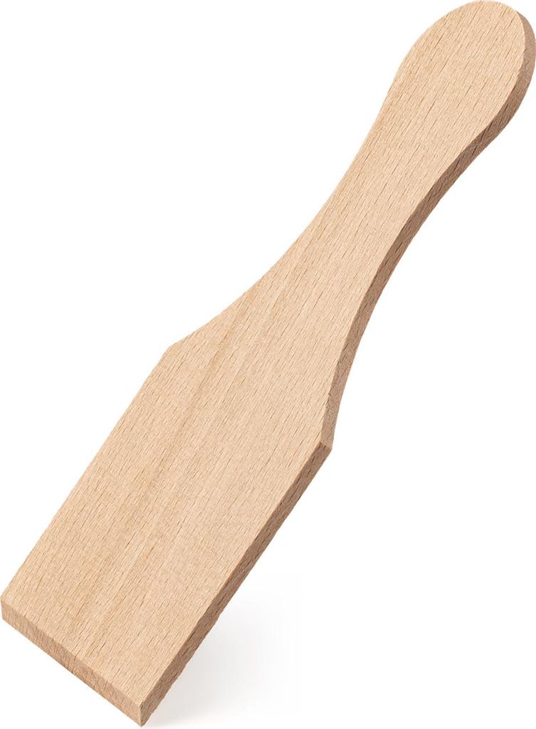 A wooden spatula on a white background.