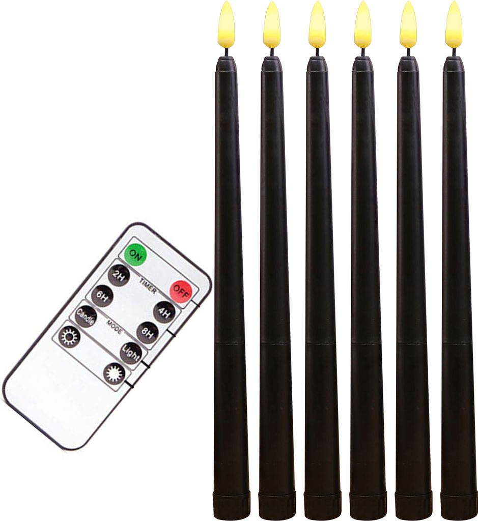 6pcs/Set Elektronische Kerze Flameless rauchloser Dekoration Plastik Black Shell Bullet Stab Wachs Licht für Party-Gelb