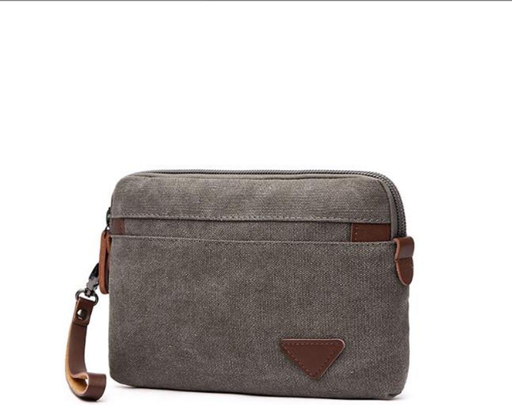 INF Herren Canvas Clutch Tasche, große Clutch Tasche mit Reißverschluss für Herren Grau