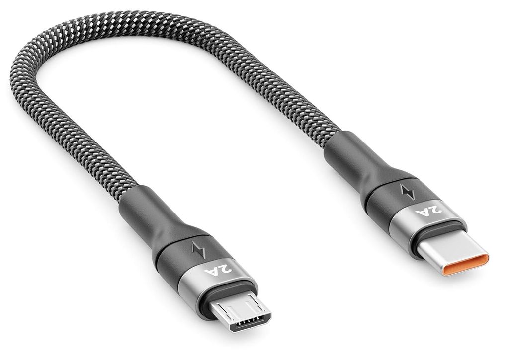 deleyCON 0,15m Micro USB Kabel USB-C auf Micro-USB Stecker Produktbild 