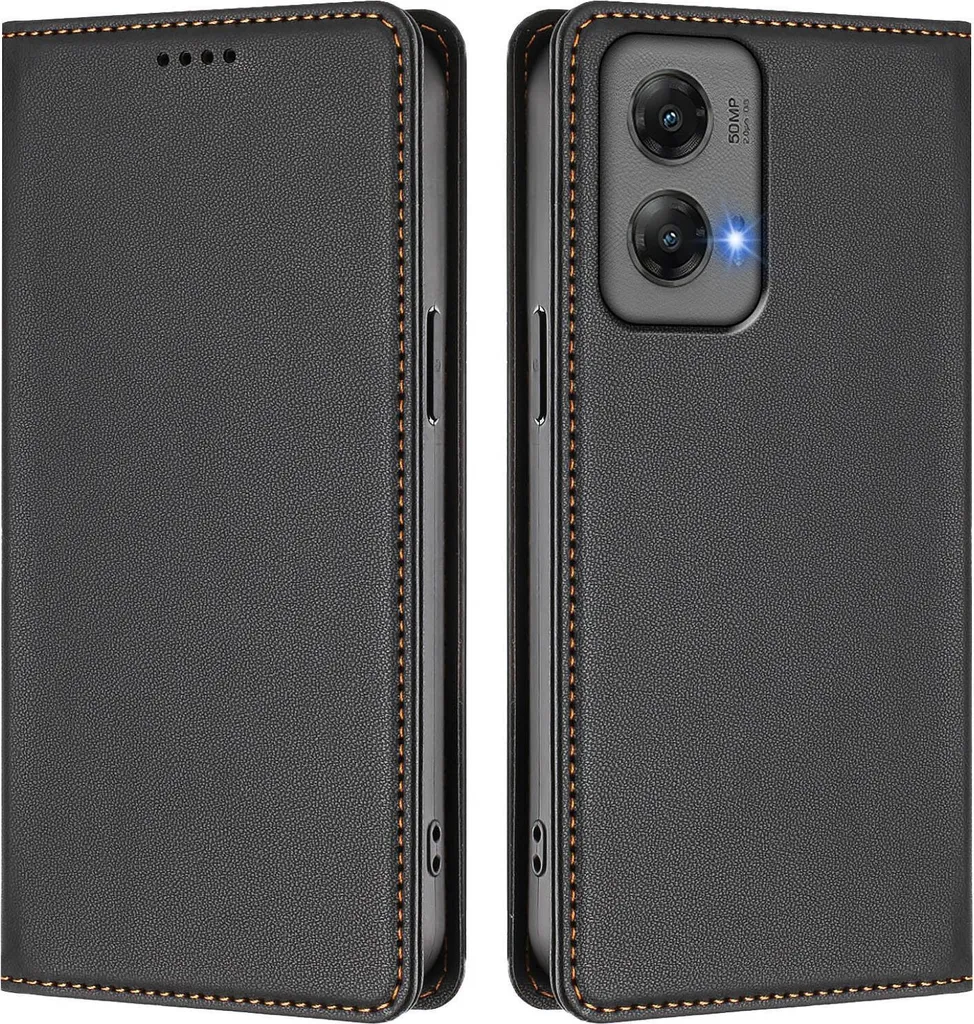 Custodia in pelle per Motorola Moto G Stylus 5G 2024, custodia flip magnetica in Finto cuoio con supporto Nero