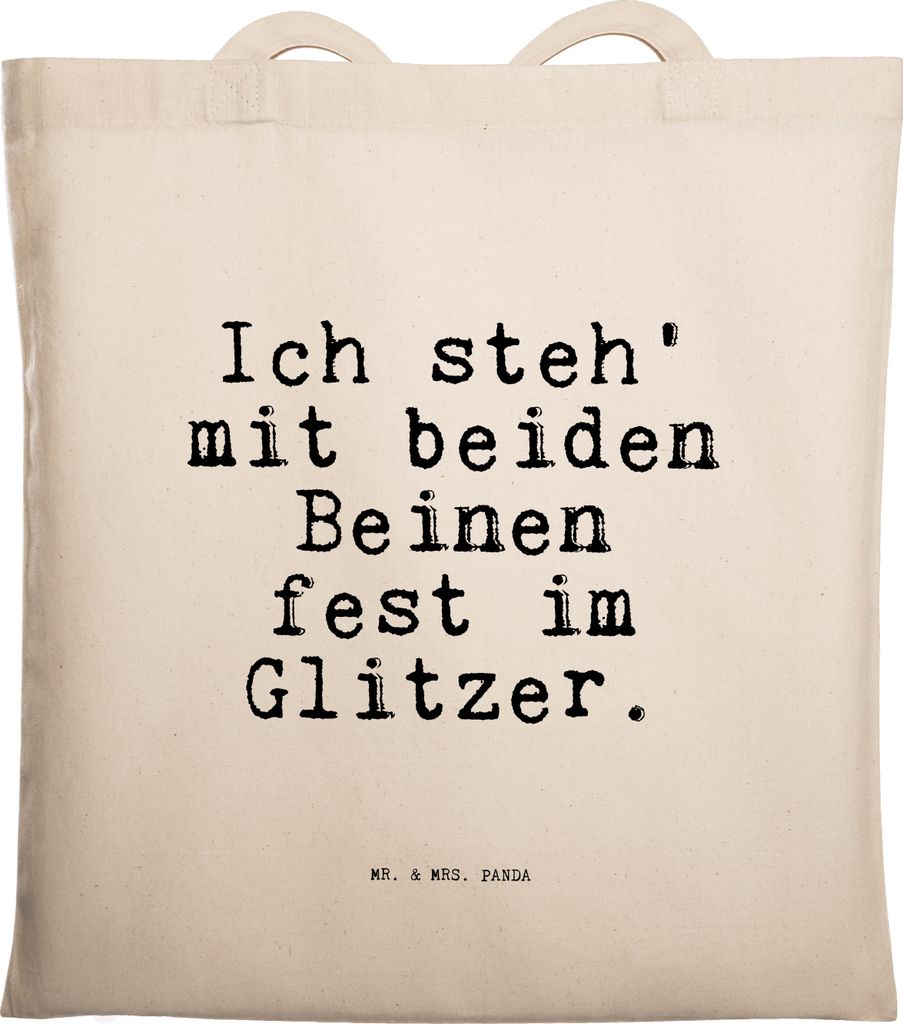Mr. & Mrs. Panda Shopping Tasche Ich steh' mit beiden... - Transparent - Geschenk, Spruch Sprüche Weisheiten Zitate Lustig Weisheit Worte, Einhör...