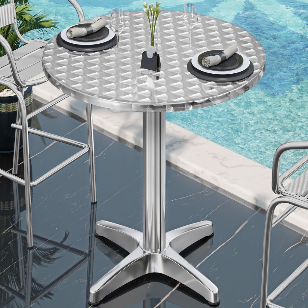 CB | Aluminium Bistro Stehtisch | Ø 60 x 111 cm | Edelstahl / Aluminium | Bistrotisch Gastro Steh Tisch