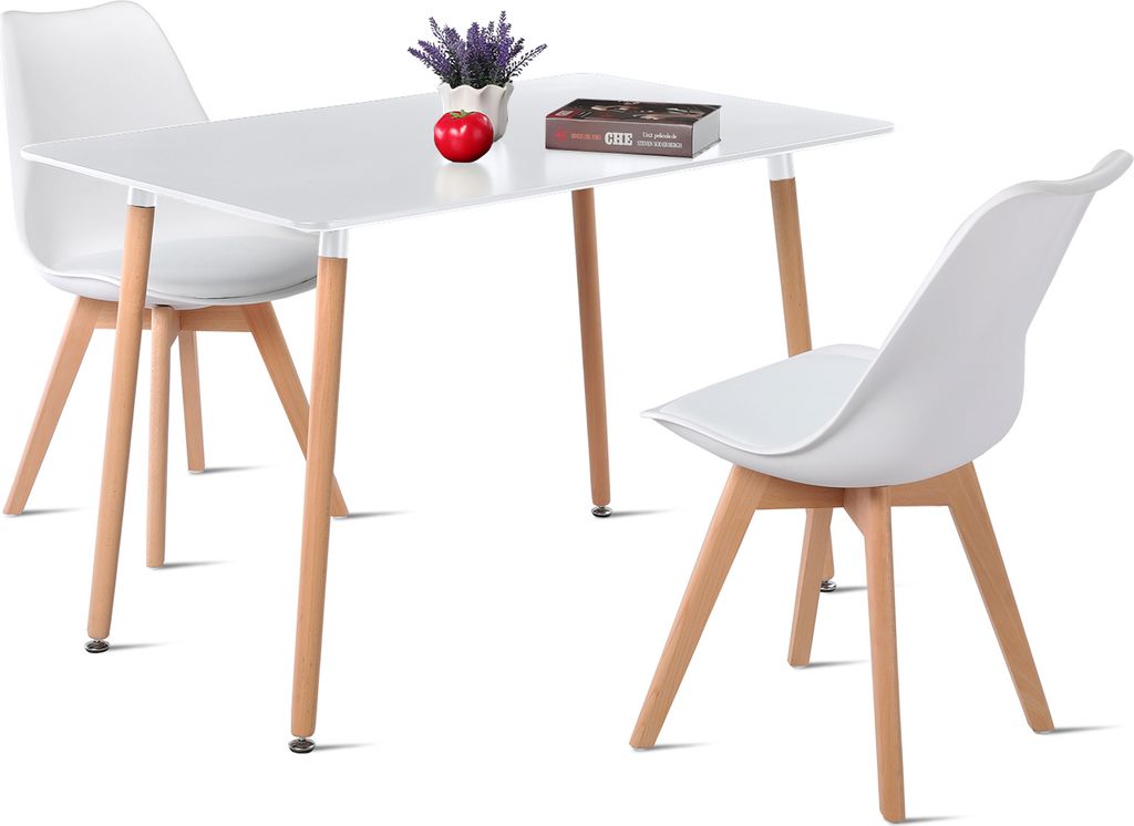 HJ_WeDoo Table de salle à manger ronde blanche avec 2 Image du produit 