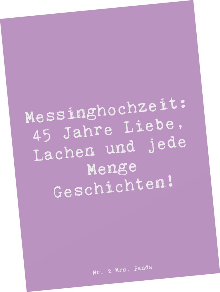 Mr. & Mrs. Panda Postkarte Spruch 45. Hochzeitstag Messinghochzeit - Lavendeltraum - Geschenk, Geschenke, bildkarte, Fotokarte, Heirat, langjährig...