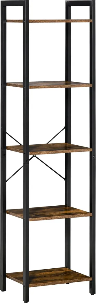 Étagère de Salon pour Livres et Déco Style Industriel Bois et Métal Noir