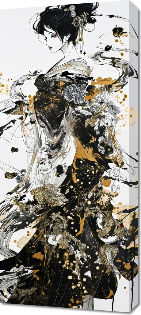 Habiller un Mur Vide avec l'Image Odyssées à l'encre 40x90 cm Zen