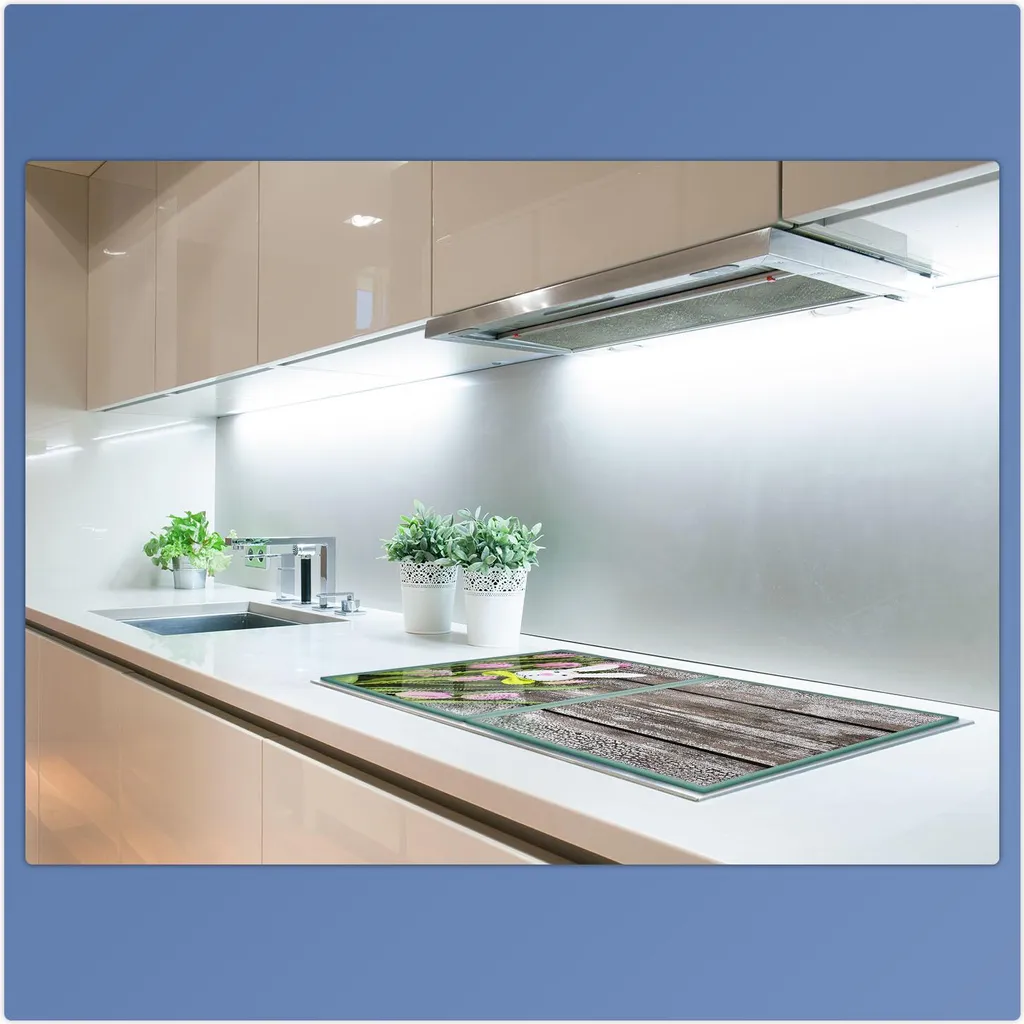 Piastra di copertura per piano cottura in ceramica 2 pezzi 2x40x52 fiori rosa copertura alzatina in vetro - 5