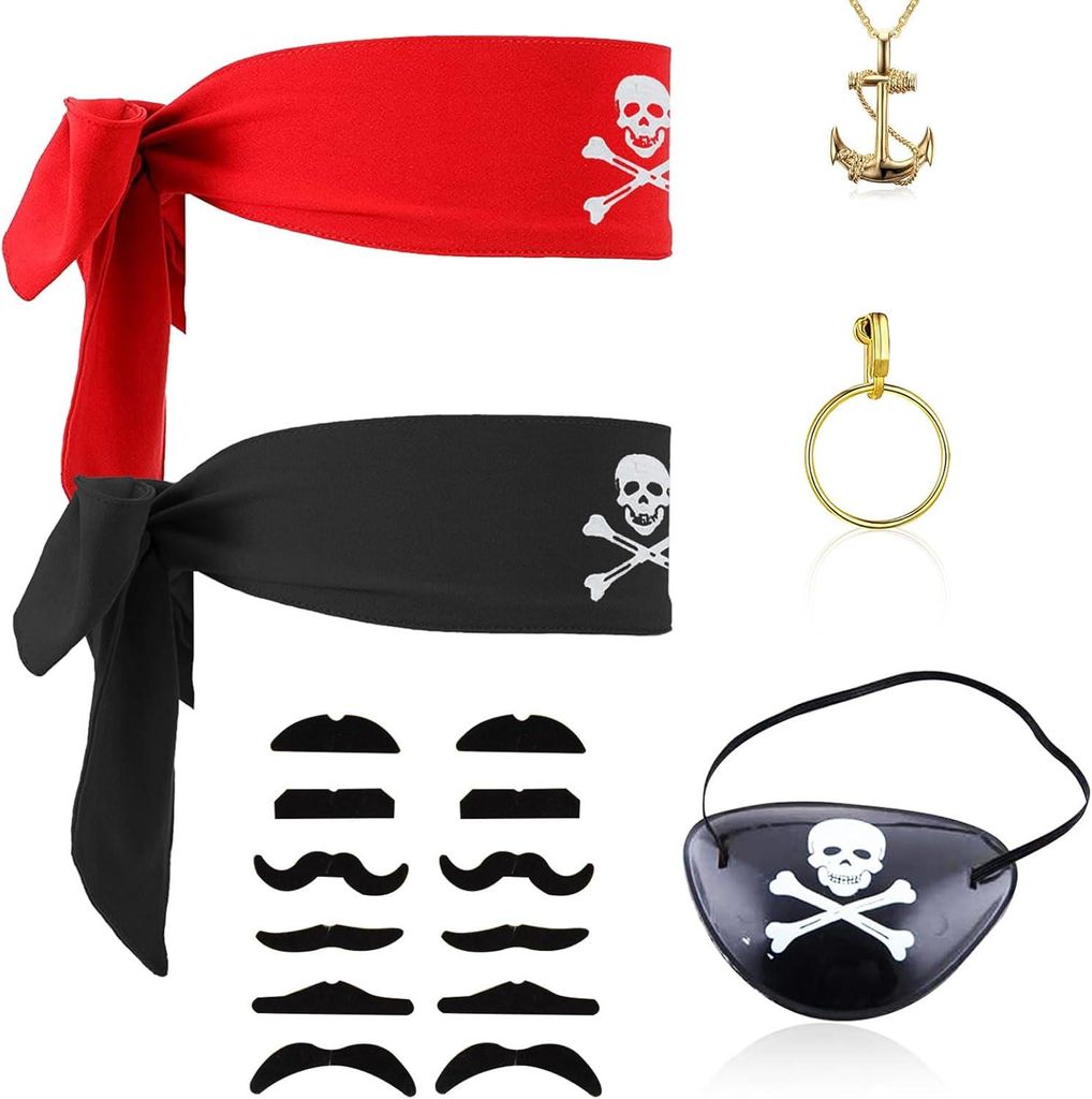 Piratenkostüm Kostümierung für Halloween Set mit Accessoires 6-teilig