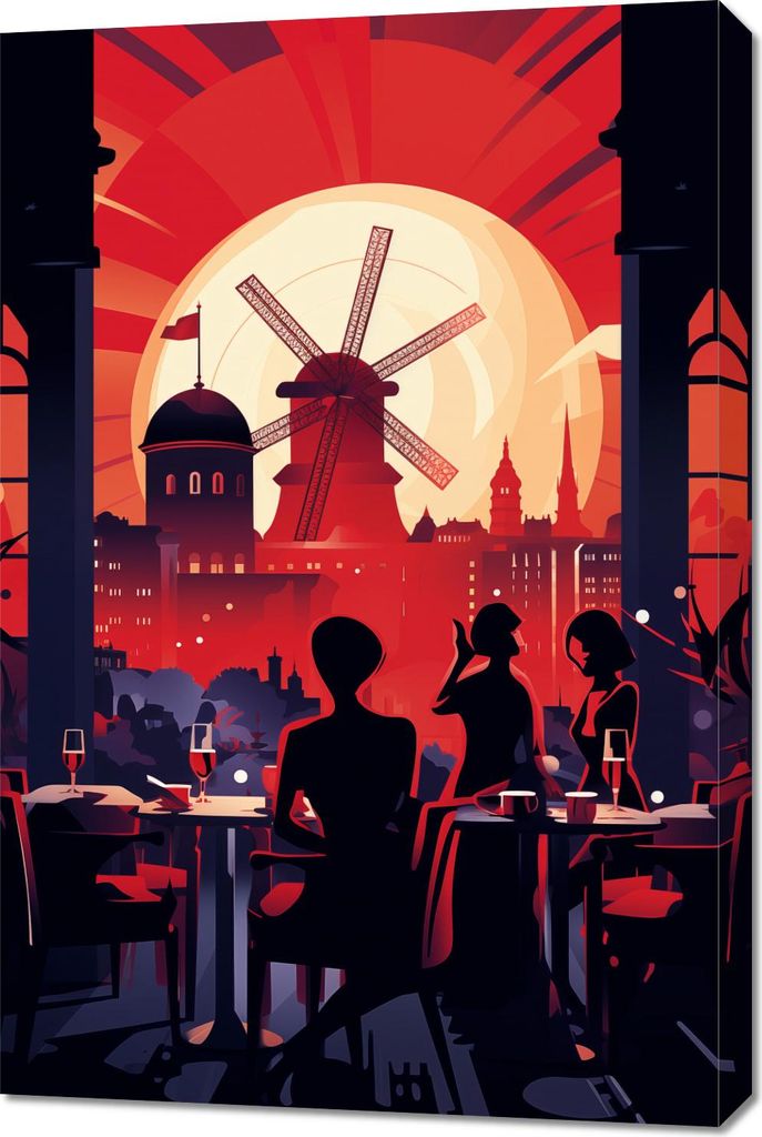 Bild 60x90cm Abendbälle bei der Windmühle