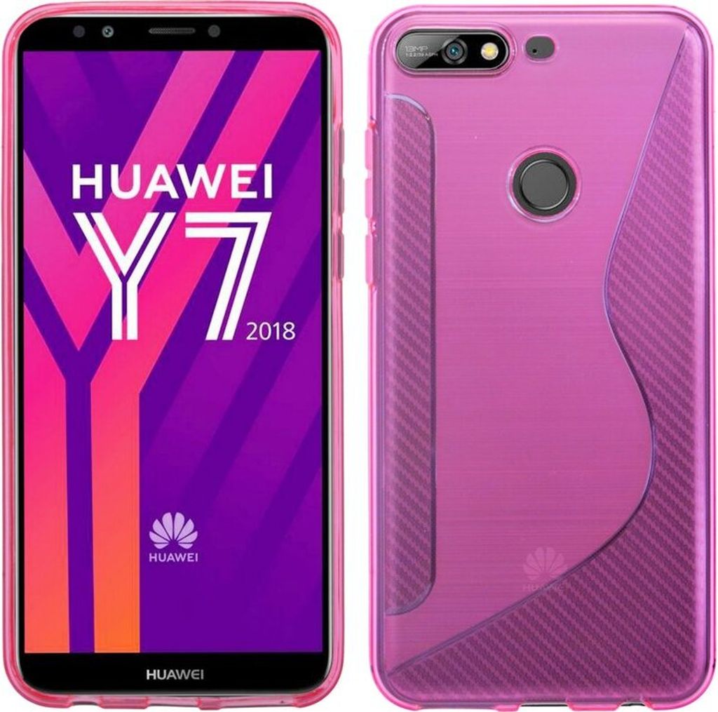 Huawei Y7 2018 Handy Silikon Schutzhülle Cover Case Pink