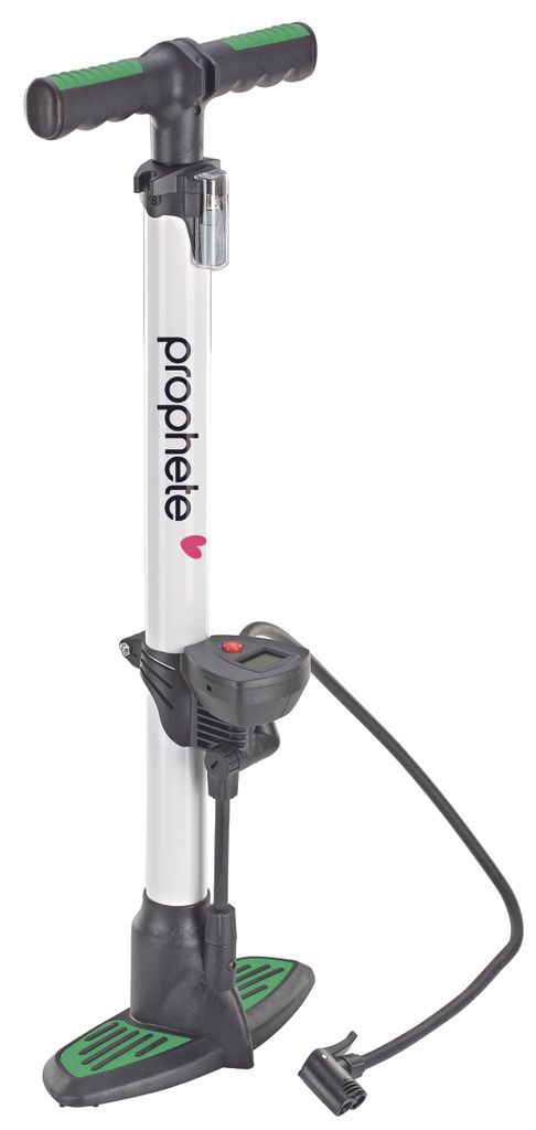 Prophete Hochleistungsstandpumpe mit Duo-Klemmhebelstecker, max. Pumpdruck 7 bar, digitales Manometer, Adapter-Set, ergonomischer Griff, Aluminium,...