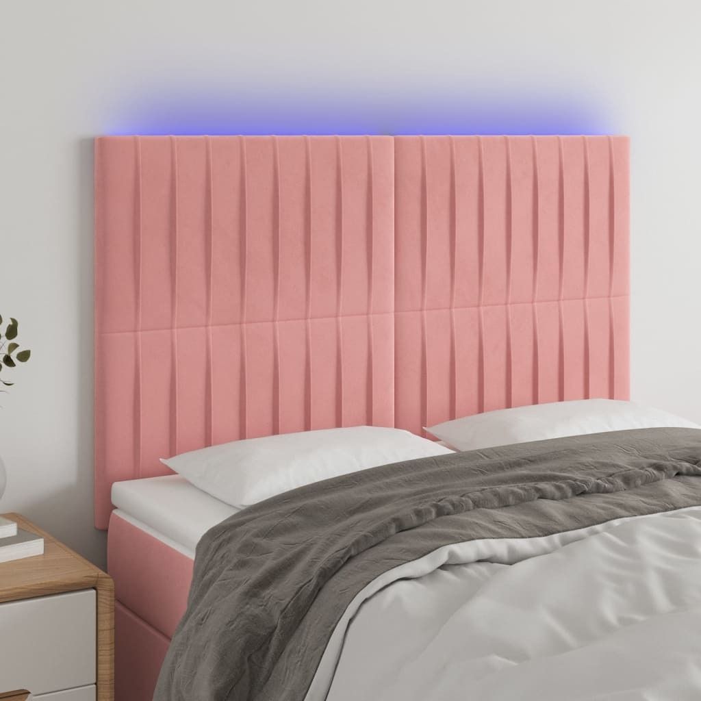Maison Exclusive - LED Kopfteil Rosa 144x5x118/128 cm Samt