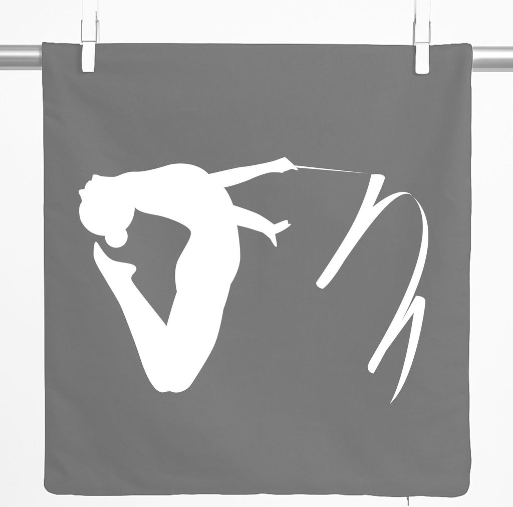 Huuraa Kissenbezug Rhythmische Sportgymnastik Silhouette 40x40cm Steel Grey Baumwolle Dekokissenbezug Geschenkidee