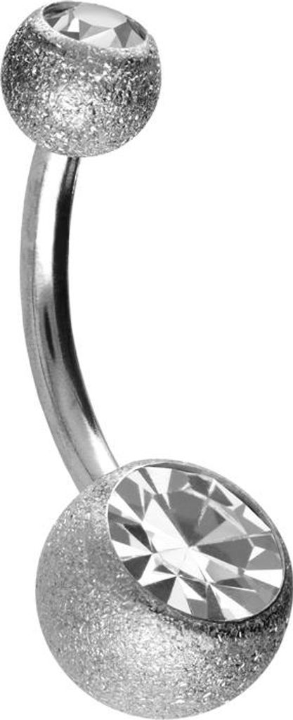 Bauchnabelpiercing Chirurgenstahl Bananabell DIAMANTOPTIK + ZWEI KRISTALLE Silber Stablänge: 10mm