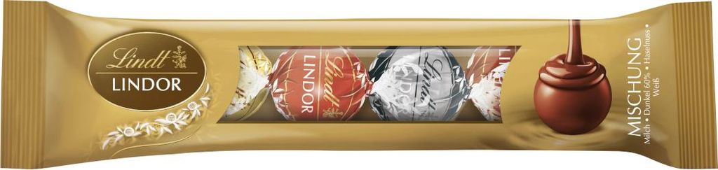 Lindt Lindor Mischung 4er Stange beliebte Lindor Sorten Packung 50g