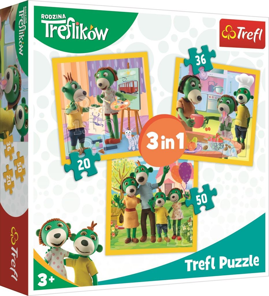 Puzzle 3in1 Familie Treflików 20x19,5cm