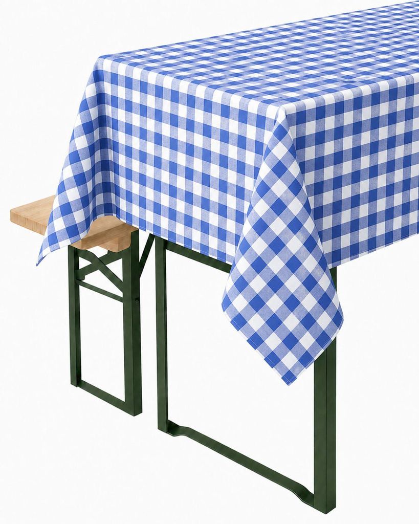 Landhaus Tischwäsche 5 mm Karo Baumwolle blau-weiß kariert Produktbild 