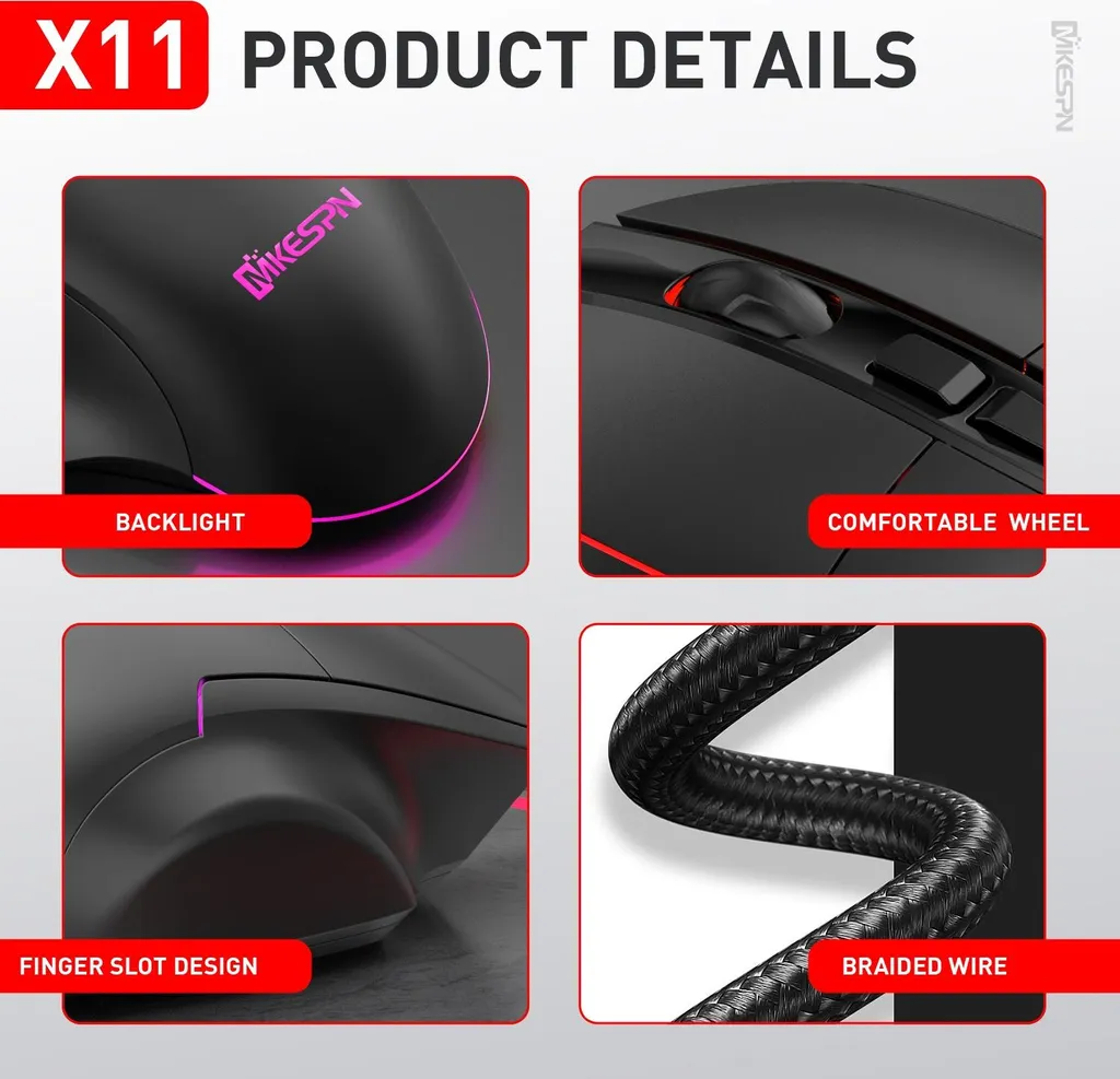 Mouse PC Gaming RGB INF: Precisione 7 Tasti e Design Ergonomico - 7