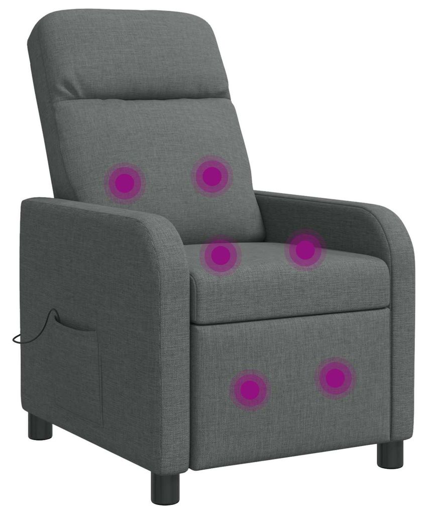 Sillón de masaje y relax, color gris oscuro, tapizado en Imagen del producto 