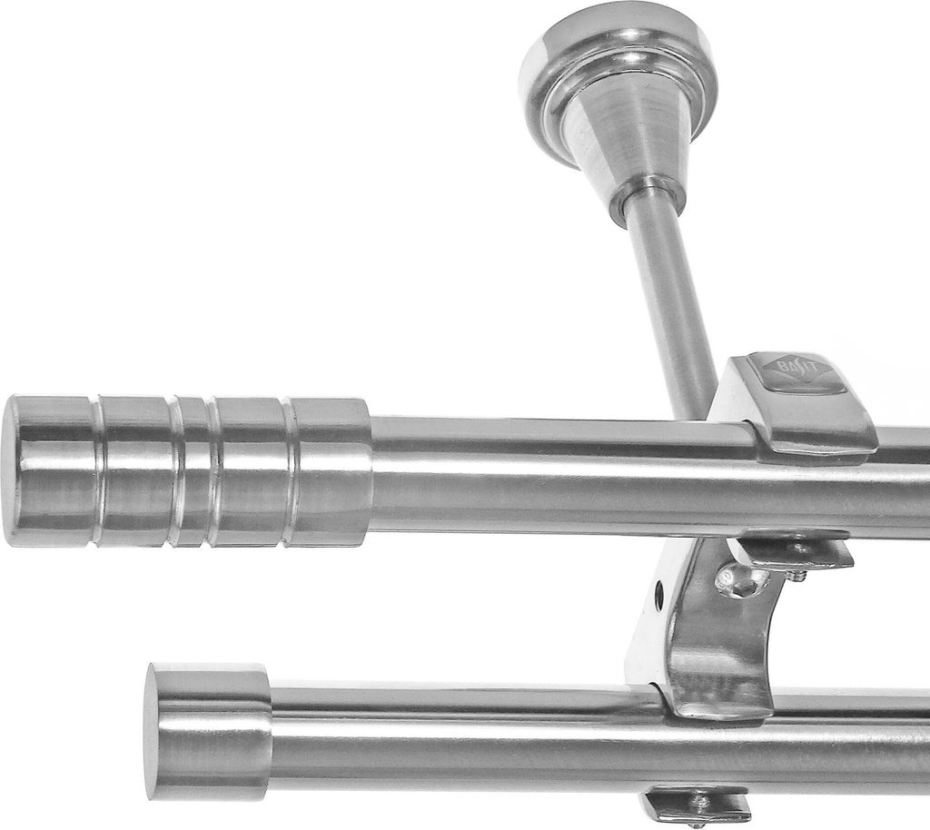 Edelstahl Look Gardinenstange Ø 20mm Deckenträger 2-läufig zweiläufig Deckenbefestigung Zylinder D61 E34E30 RR