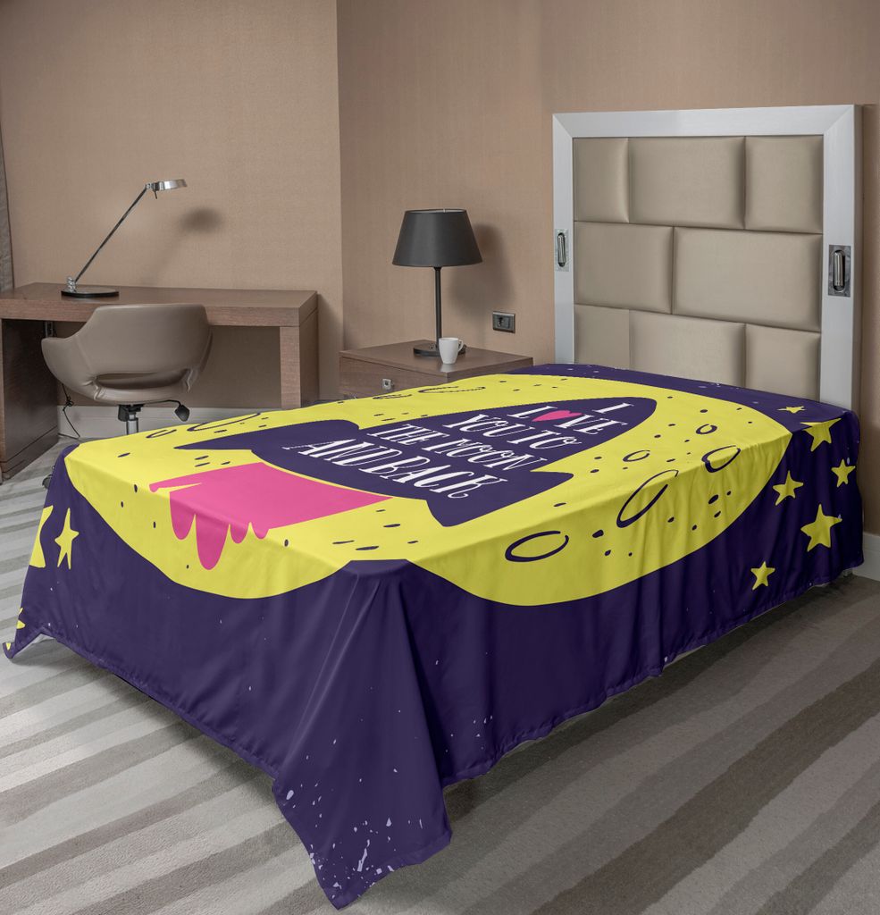 ABAKUHAUS Liebe Bettlaken, Rocket Geht Raum "Ich Liebe Dich Zum Mond Und Zurück" Zitat Spielt Netten Entwurf, weiches bequemes oberes Bettlaken f...