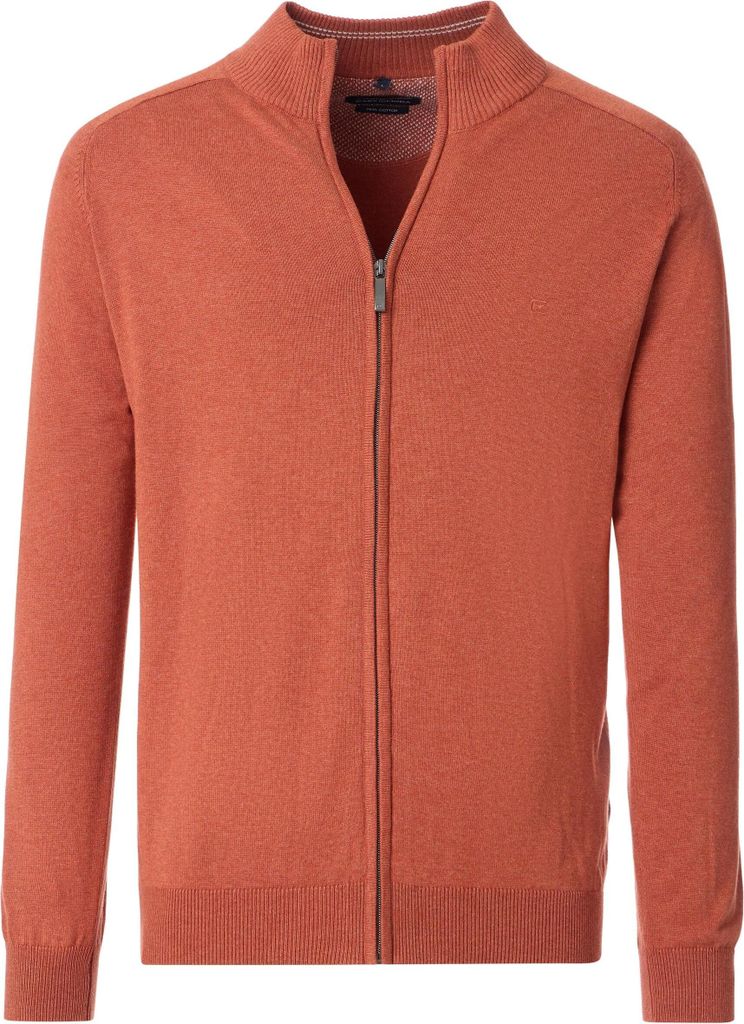 CASAMODA Herren Strickjacke Reißverschluss Regular Fit Orange L