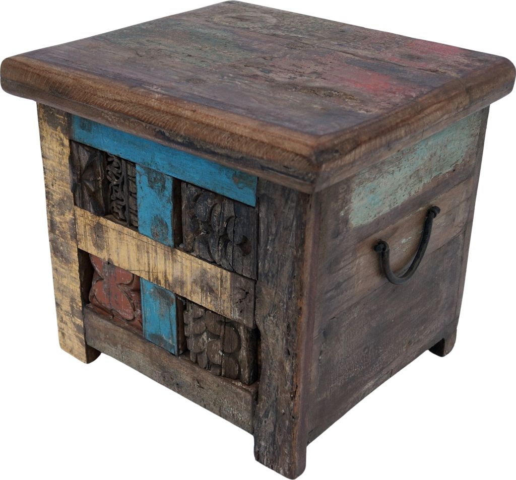 Holztruhe, Holzbox, Kiste, Handgefertigt, mit Eingesetzten Ornamenten - Modell 14, Braun, 37*40*36 cm, Truhen, Kisten, Koffer