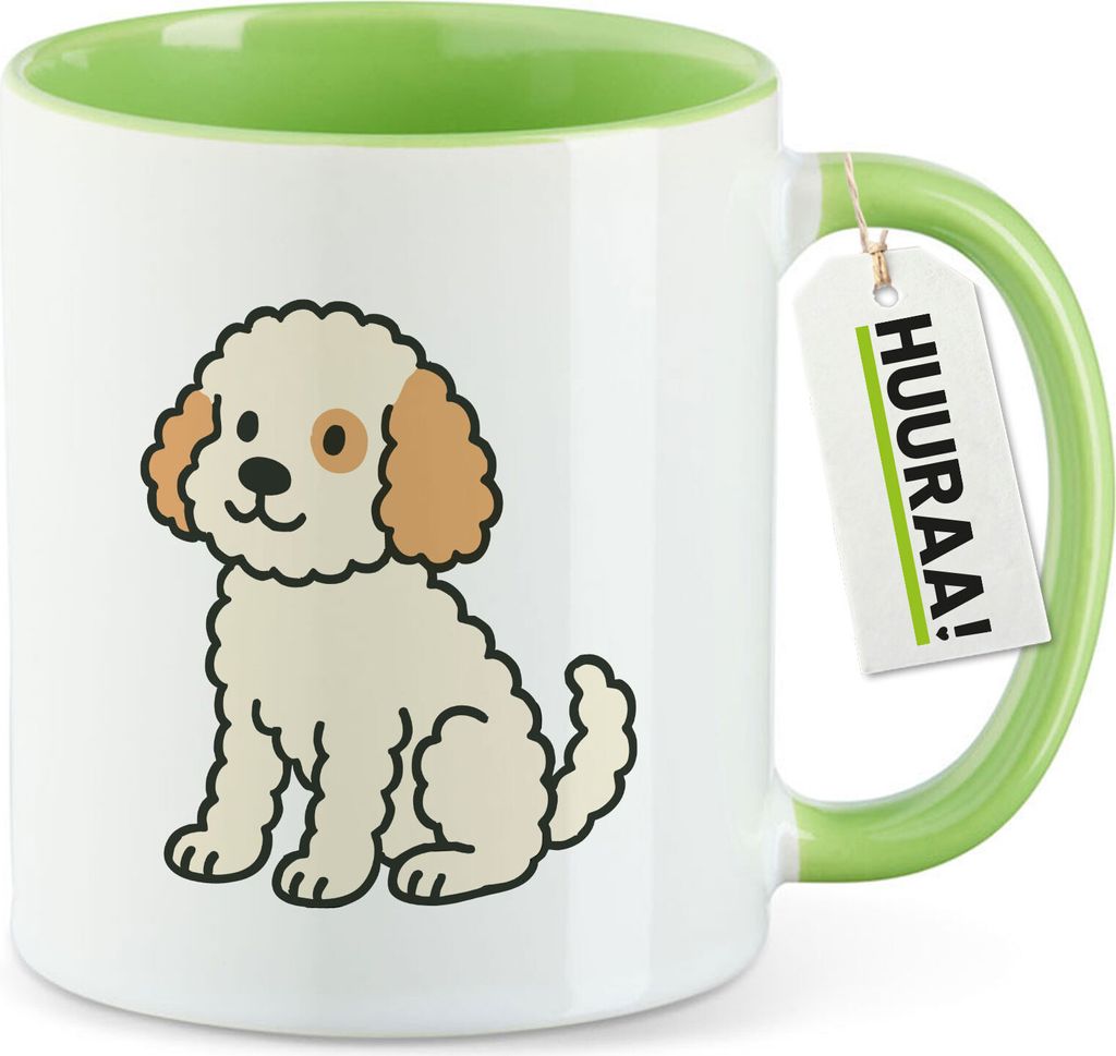 Huuraa Kaffeetasse Cavapoo Comic Caviepoo 330ml Grün Keramik Kaffeebecher Geschenkidee