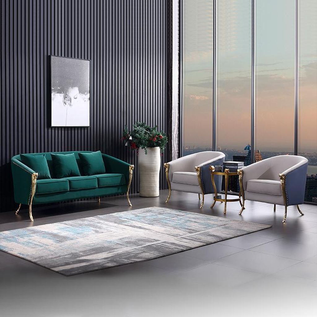 Luxus Sofagarnitur 3+1+1 Sitzer Grüne Sitzmöbel Wohnzimmer Möbel Modern