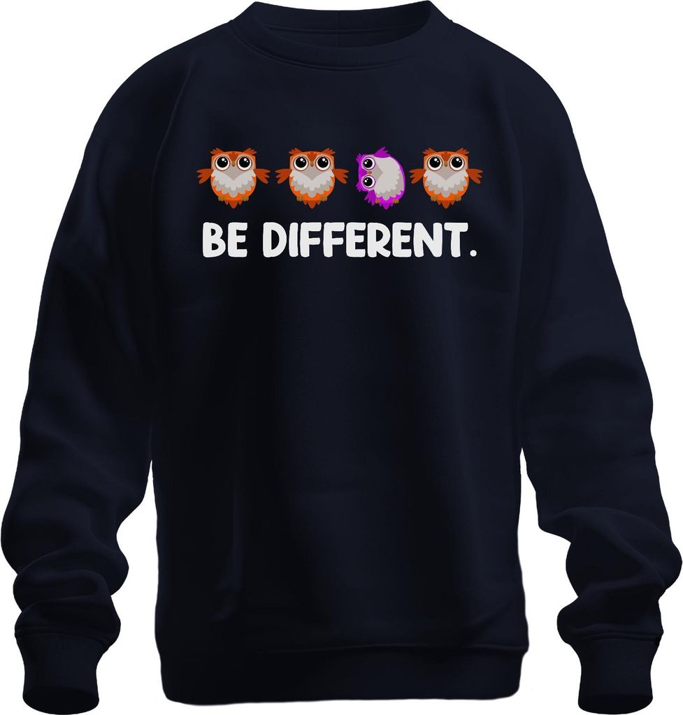 Be Different Eule Autismus niedlich Anderssein einzigartig mut Uni Sweatshirt Pullover, Navy, M