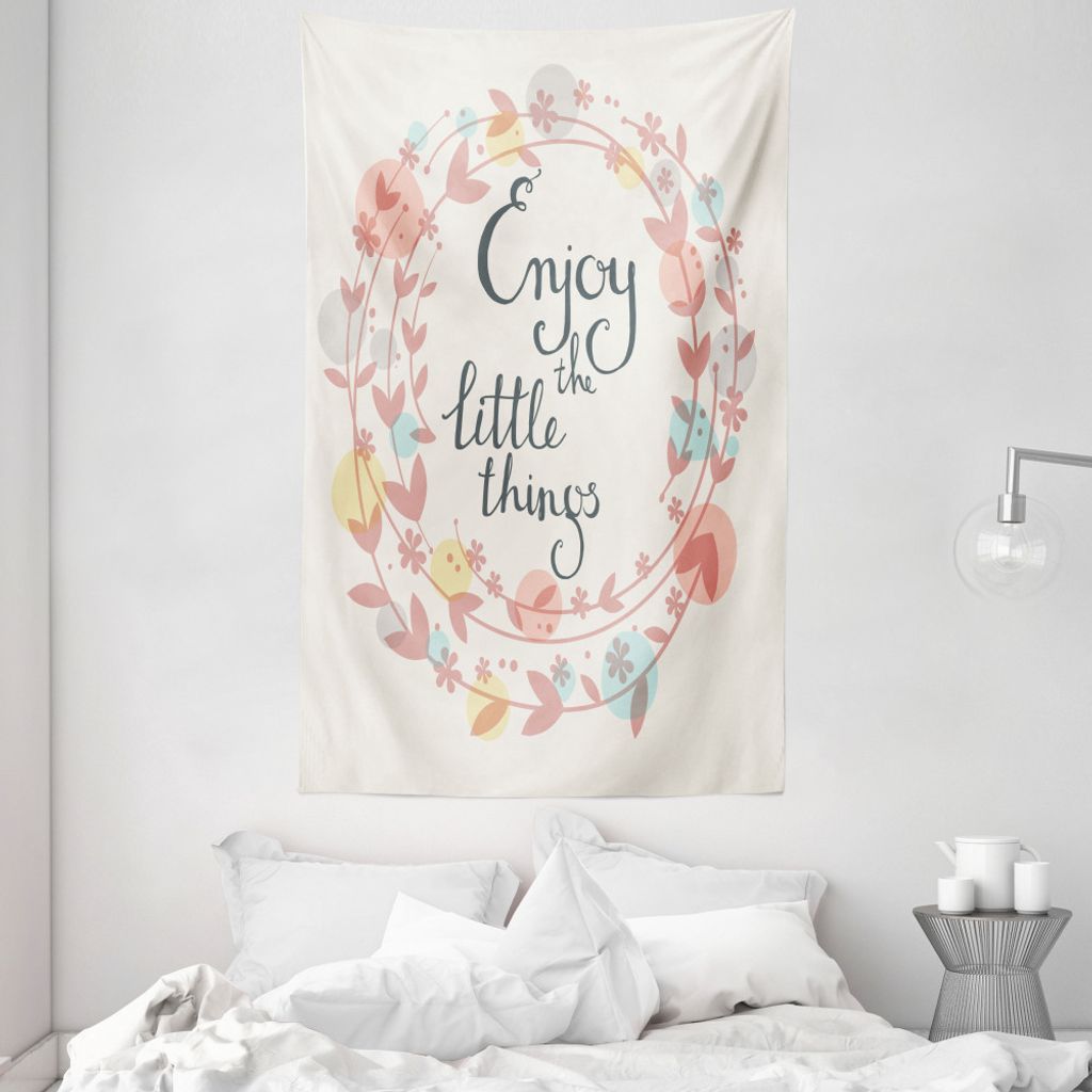 ABAKUHAUS Zitat Wandteppich und Tagesdecke, Blumen und Blätter Phrase aus Weiches Mikrofaser Stoff Waschbar ohne Verblassen Digitaldruck, 140 x 23...