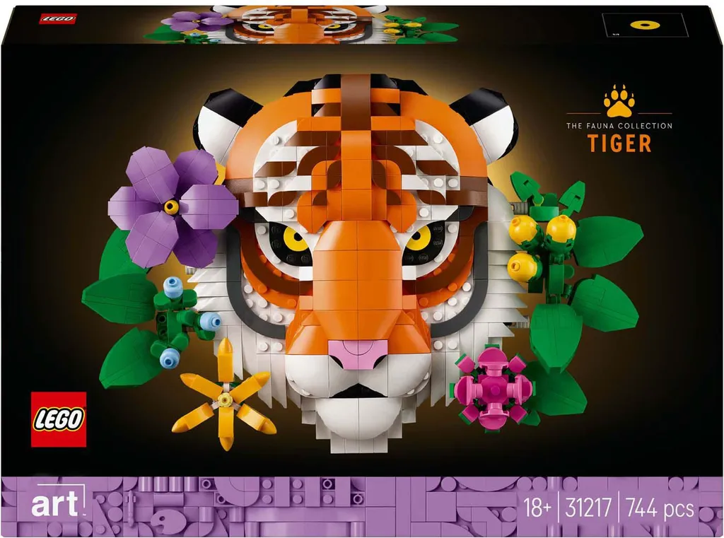Tableau Tigre LEGO Art 31217 : Décoration Murale Créative pour Adultes