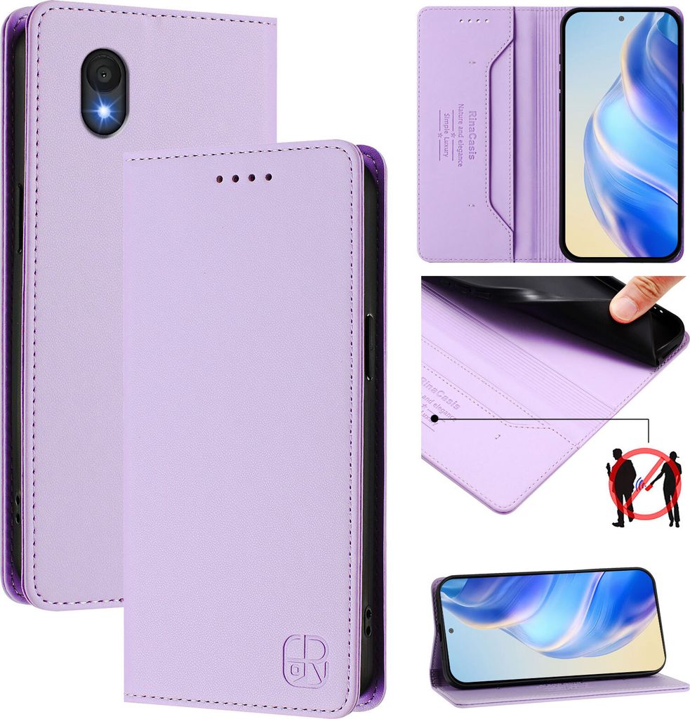 Lederhülle für TCL 201 Hülle Flip Brieftasche Kartenfächern Ständer Schutzhülle Violett