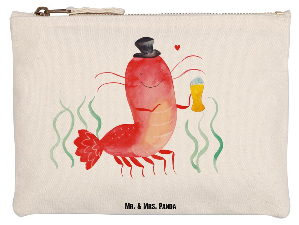 Mr. & Mrs. Panda Etui Hummer Weizen Grösse XL Große - Weiß - Geschenk, Gasthaus, kosmetiktäschchen, Kulturbeutel, Bier, Garnelen, Kochen, Feder...