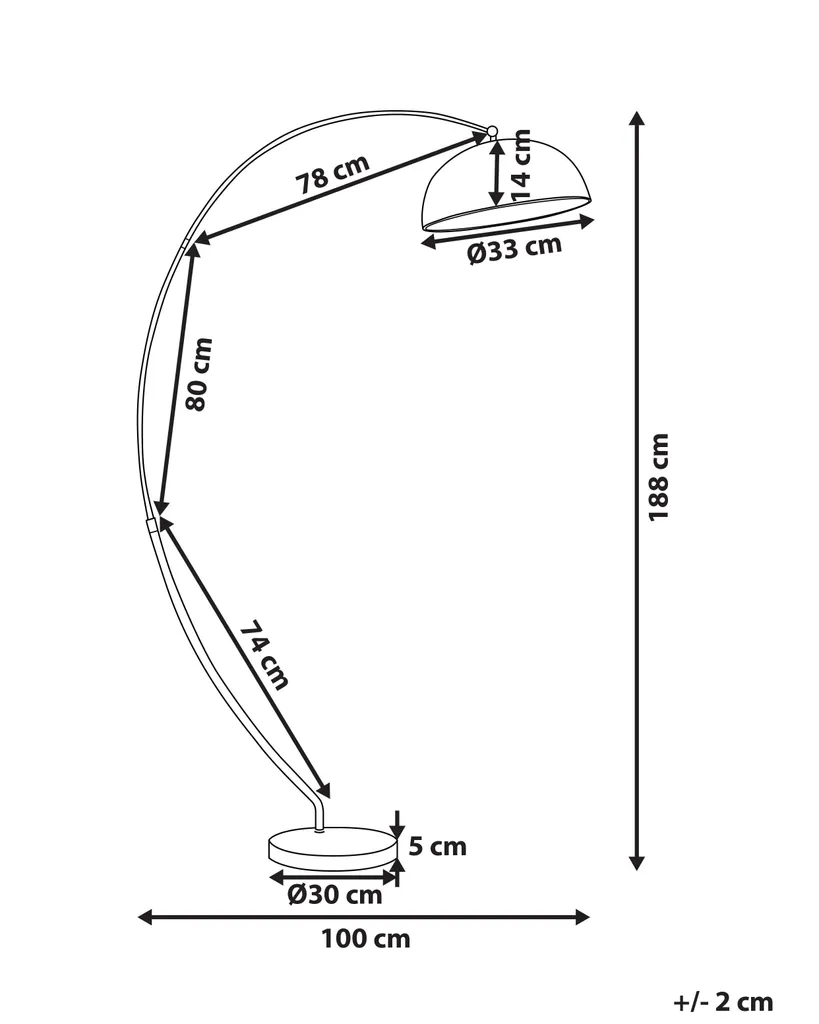 Lampadaire arche doré 188 cm - Solution éclairage salon sans perçage