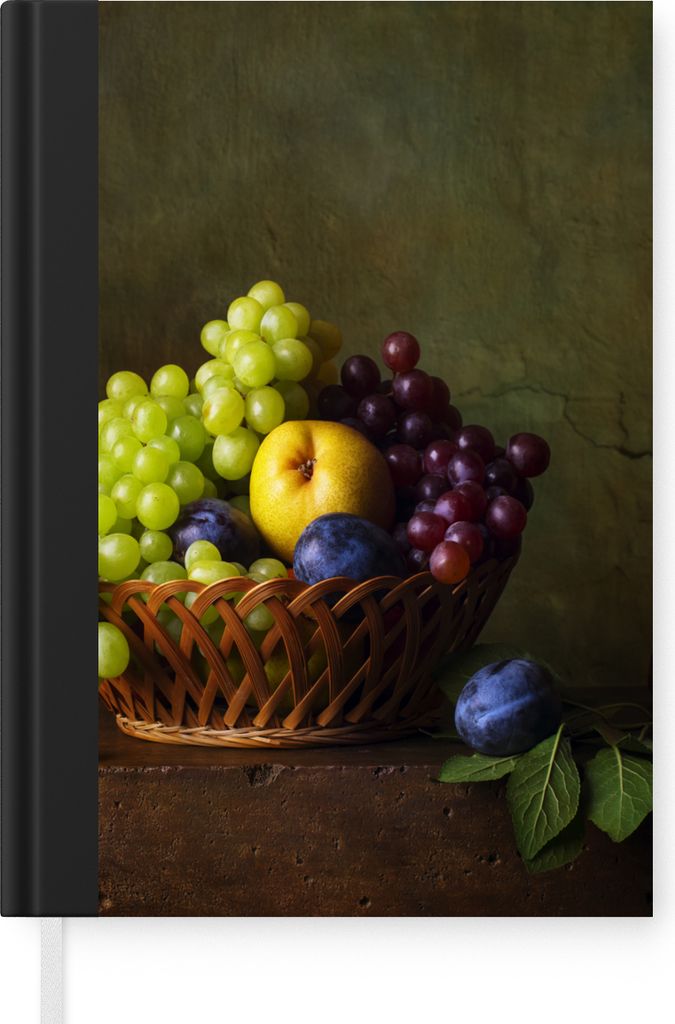 MuchoWow Notizbuch Tagebuch Haushaltsbuch Notebook A5 Rustikal - Obst - Korb - Stilleben - Notizblock - Notizheft - Notebook - Schreibblock - Papier